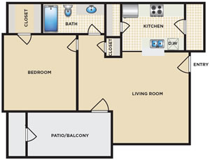 One Bedroom / One Bath - 664 Sq. Ft.*